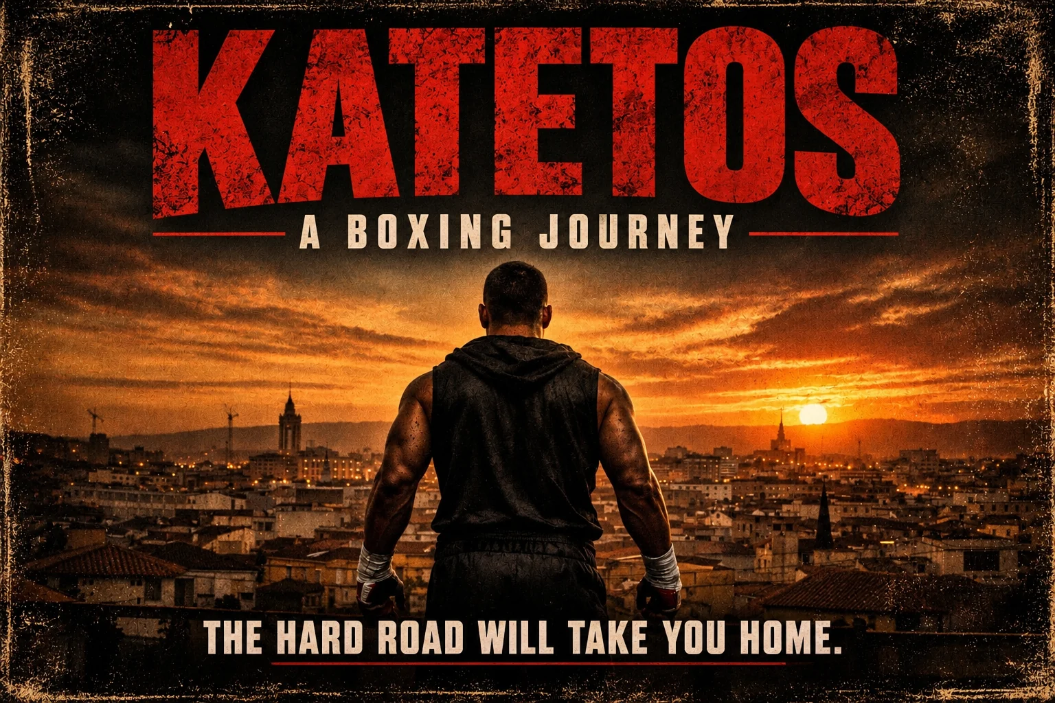 KATETOS — A Boxing Journey. A boxer overlooks a city at sunset. The hard road will take you home.